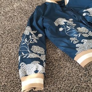 White flower detail bomber jacket